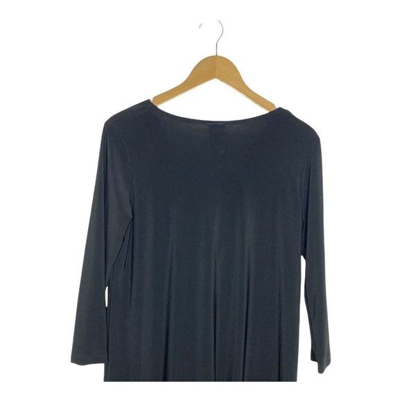 Clara Sun Woo Tunic Women's Black Medium V-Neck Long Sleeve Classic Top Slinky - Picture 9 of 10